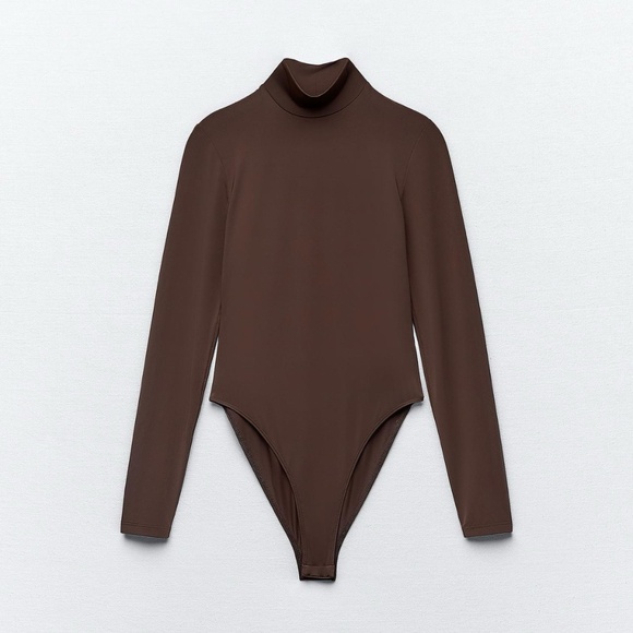 Turtleneck bodysuit dark brown - Picture 1 of 2